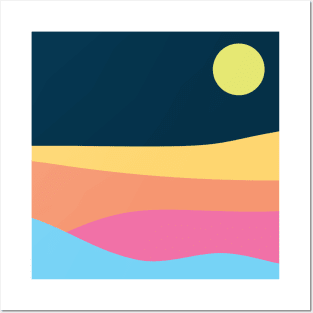 Night sun on colorful desert Posters and Art